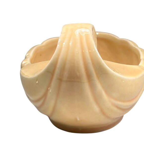 Vtg Ceramic Shell Trinket Dish Yellow Swirls USA MCM Pottery Coastal Decor - Picture 4 of 8